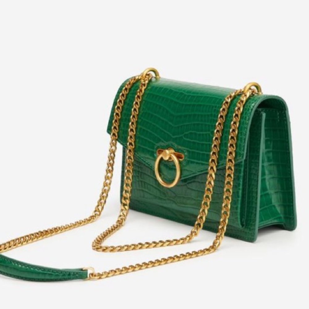 JW Pei Friday Green Croc Crossbody